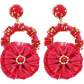 Panacea Pink Raffia Statement Earrings