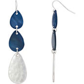 Carol Dauplaise Blue Shells Teardrop Earrings