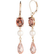 Lauren Ralph Lauren Goldtone White Pearl Pink Crystal Linear Earrings