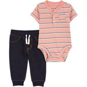 Carter's Baby Boys Striped Henley Bodysuit and Pants 2 pc. Set