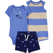 Carter's Baby Boys Blue Bodysuits and Shorts 3 pc. Set