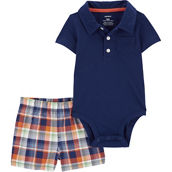 Carter's Baby Boys Polo Bodysuit and Plaid Shorts 2 pc. Set