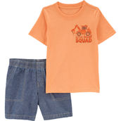 Carter's Toddler Boys Construction Tee and Denim Shorts 2 pc. Set
