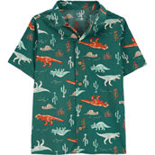 Carter's Boys Button Front Dinosaur Print Shirt Size 8