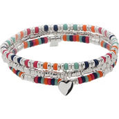 Nine West Boxed Silvertone Color Beads Stretch Bracelet 3 pc. Set