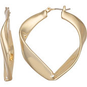 Napier Goldtone 40mm Twisted Petal Clicktop Hoop Earrings