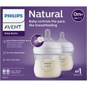 Philips Avent Natural 4 oz. Clear Baby Bottle with Natural Response Nipple 2 pk.