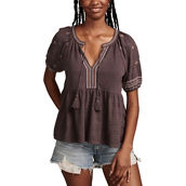 Lucky Brand Easy Embroidered Babydoll Top