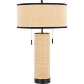 LumiSource Cylinder Rattan 29 in. Table Lamp