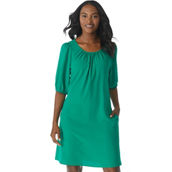 Connected Apparel Quarter Puff Sleeve Round Neck Dress
