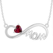 Sterling Silver Lab Created Ruby 18 in. Mom Infinity Heart Necklace