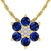 10K Yellow Gold Genuine Sapphire and Diamond Accent Necklace 18 in.