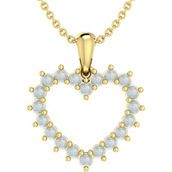 10K Yellow Gold Lab Created Opal Heart and Diamond Accent Bale Pendant