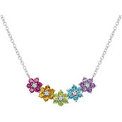 Sterling Silver 18 in. Multi Gemstone and Diamond Necklace