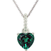 Sterling Silver Lab-Created Emerald Pendant