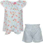 Penelope Mack Toddler Girls Denim Top and Stripe Shorts 2 pc. Set