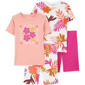 Carter's Little Girls Floral 100% Cotton Snug Fit 4 pc. Pajama Set