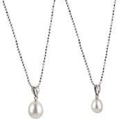 Imperial Sterling Silver Cultured Pearl Mother and Daughter Pendant 2 pc. Set