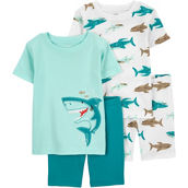 Carter's Toddler Boys Shark 100% Cotton Snug Fit 4 pc. Pajama Set