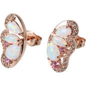 18K Rose Gold Over Sterling Silver Opal Pink Saphire White Topaz Butterfly Earrings