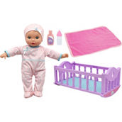 New Adventures Little Darlings Crib Time Fun 12 in. Doll Playset