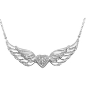 Sterling Silver 1/5 CTW Diamond Angel Wing with Heart Pendant