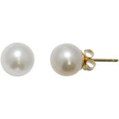 14K Yellow Gold 7-7.5mm Cultured Freshwater Pearl Earrings