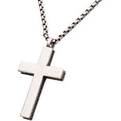 Sterling Silver Side Gem Cross Pendant with Chain