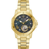 Bulova Automatic Women's Marine Star Gold Tone Bracelet Watch 97P171