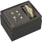 Bulova Women's Quartz Crystal Goldtone Bracelet and Watch 3 pc. Set 98X137