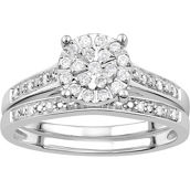 Sterling Silver 1/3 CTW Diamond Bridal Set Size 7