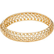 Napier Gold Tone Open Basket Weave Hinge Bangle Bracelet
