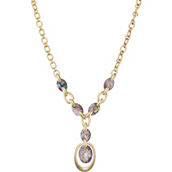 Napier Gold Tone Purple Abalone Extender Stone Y Necklace 16 in.