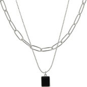 Nine West Silvertone Mother of Pearl 16 in. Double Row Pendant Drop Necklace