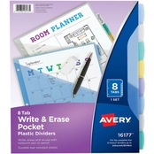 Avery Letter Size Write and Erase Big Tab Plastic Divider Tab 8 pc. Set