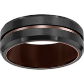 GTX Black Tungsten 8mm Brown Center Line and Brushed Finish Comfort Fit Band