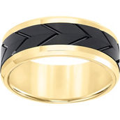 GTX Yellow Tungsten 8mm Comfort Fit Band with Black Tire Tread Center