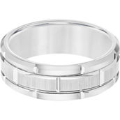 GTX White Tungsten 8mm Comfort Fit Band with Brick Pattern and Satin Finish