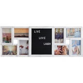Melannco 8-Opening Distressed White Pin Board Collage Photo Frame