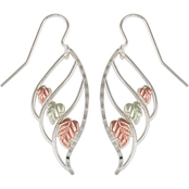 Black Hills Gold Sterling Silver and 12K Rose and Green Gold Leaf Openwork Earrings