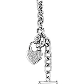 Sterling Silver 1/4 CTW Diamond Heart Charm Bracelet