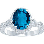Truly Zac Posen 14K Gold 3/8 CTW Diamond and London Blue Topaz Oval Engagement Ring