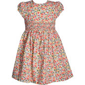 Bonnie Jean Little Girls Multicolor Floral Print Smocked Poplin Dress