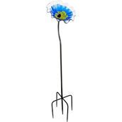 Dale Tiffany Fiore Bloom 9 in. Blue Hand Crafted Art Glass Garden Stake