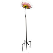 Dale Tiffany Bloom Pink 9 in. Hand Blown Art Glass Garden Stake with Metal Stand