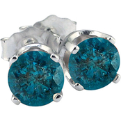 14K White Gold 1 1/2 CTW Blue Diamond Stud Earrings