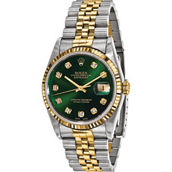 Swiss Crown Men's Rolex-Independently Certified Green Dial Watch (Pre-owned)