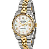 Swiss Crown Men's Rolex-Independently Certified MOP Diamond Watch (Pre-owned)
