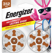 Energizer Hearing Aid Size 312 Zero Mercury Batteries 16 pk.