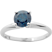 14K White Gold 1 ct. Blue Diamond Solitaire Ring, Size 7